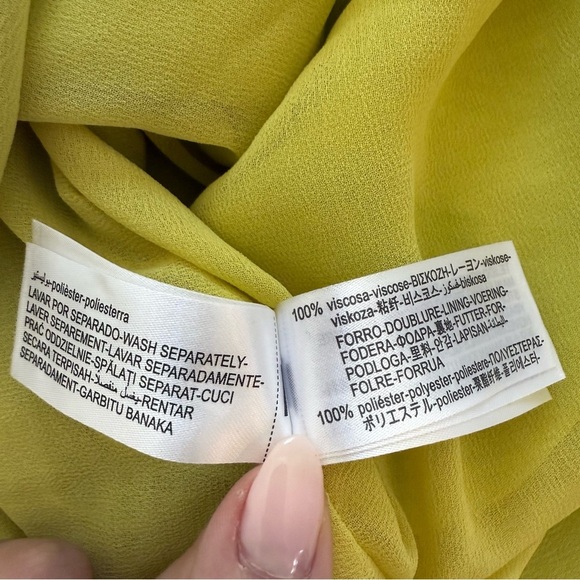NWT ZARA Blogger Fave Lime Green Silky Cross Back V-Neck Maxi Dress Gown XS - Picture 12 of 14